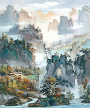 中国の風景 山水山の滝 0 953 Oil Paintings